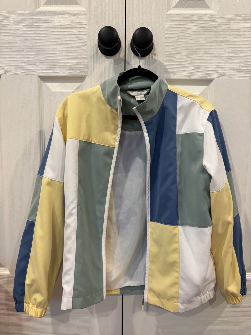 Allison Daley Colorblock Windbreaker in Blue, Yellow, White, Sage